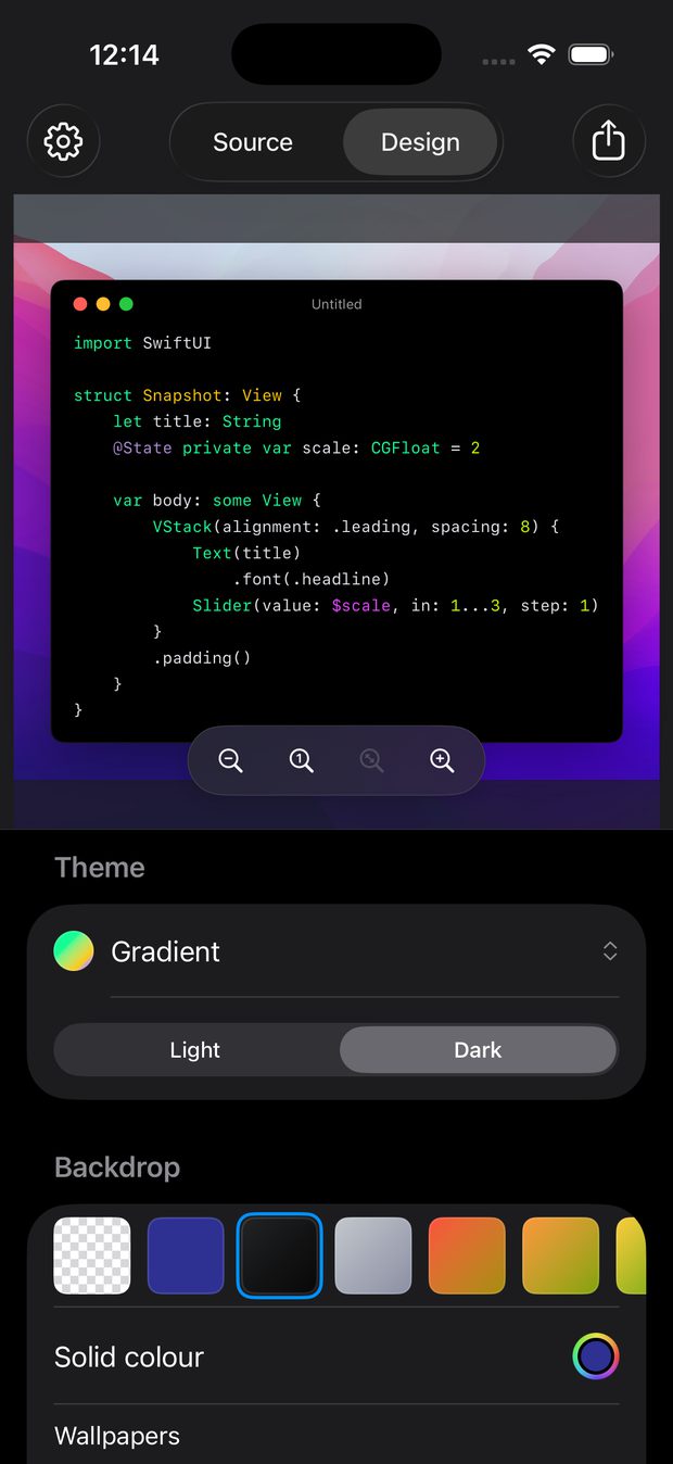 Codeshot für iPhone